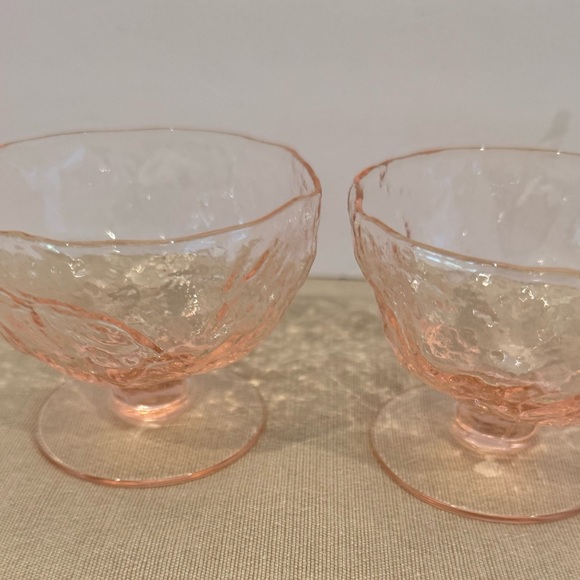 Vintage Morgantown Driftwood Pink Crinkle Glass Footed Sherbert Dessert Glass 2 - Picture 1 of 9